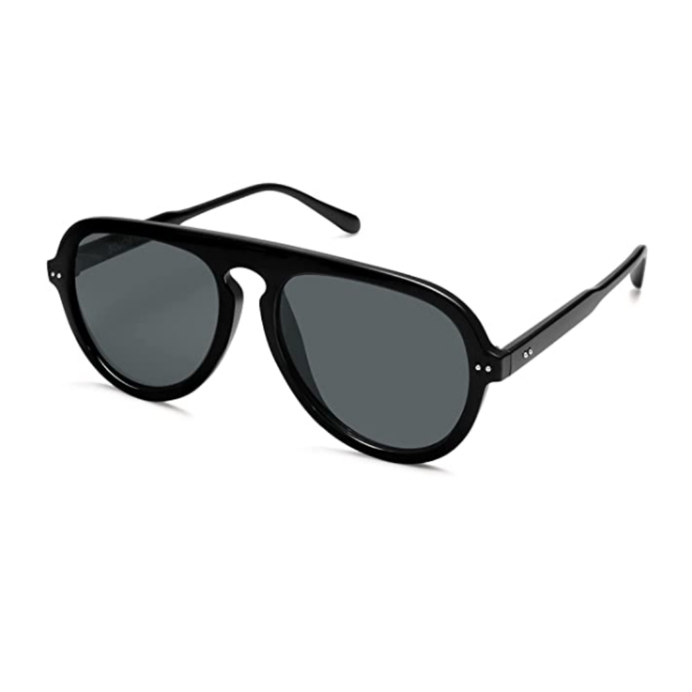 Black Aviator Sunglasses Womens Mens Vintage Plastic Frame Shades New - Picture 1 of 5
